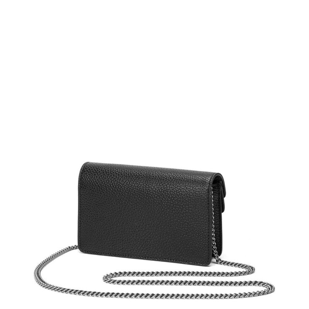 Black Leather Shoulder Bag with Silver Horsebit Accent - Picture 3 of 14